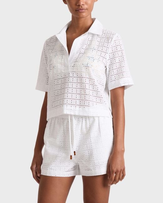 Vilebrequin Geometric Broderie Anglaise Shirt - Cover-up - Fallon - White - Size Xs