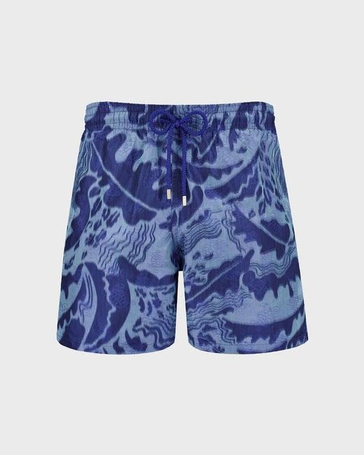 Vilebrequin Blue Silk Swim Shorts Vagues for men