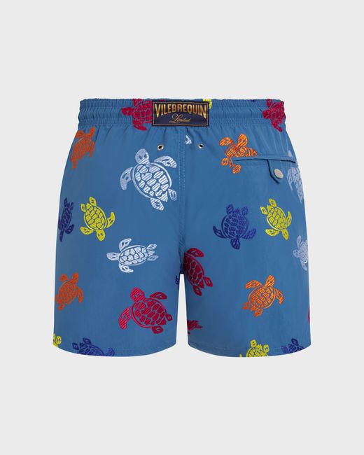 Vilebrequin Embroidered Swim Trunks Ronde Des Tortues - Limited Edition - Swimwear - Mistral - Blue - Size M for men