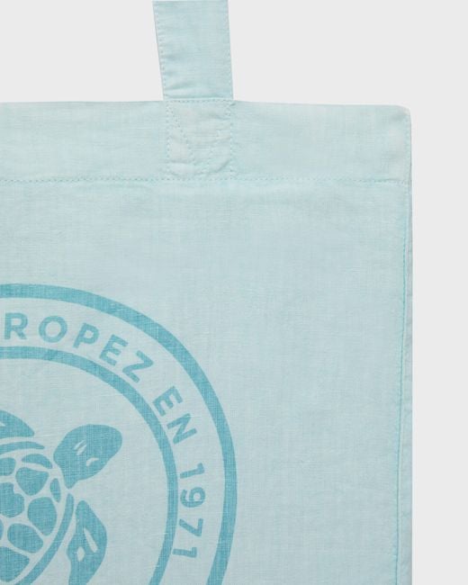 Vilebrequin Blue Linen Beach Bag Solid