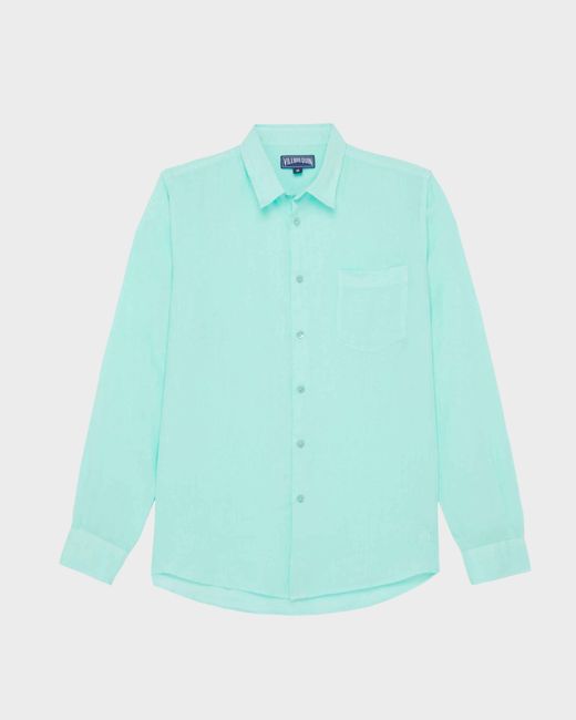 Vilebrequin Einfarbiges Hemd Aus Leinen Für Herren - Hemd - Caroubis - Grün - Größe S in Blue für Herren