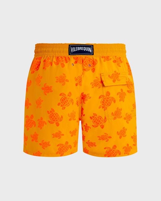 Vilebrequin Swim Shorts Flocked Rondes Des Tortues - Swimwear - Moorea - Orange - Size S for men