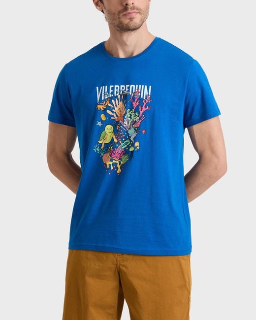 Vilebrequin Blue Organic Cotton T-Shirt Aqua for men