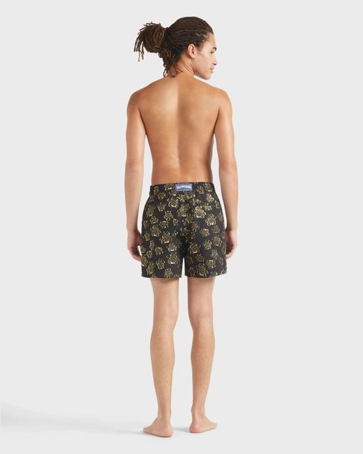 Vilebrequin Black Swim Shorts Ronde Des Tortues Jacquard for men
