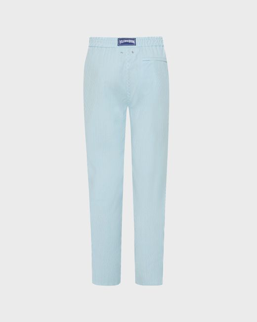 Vilebrequin Blue Wool Regular Pants Micro Rayures Tailoring for men