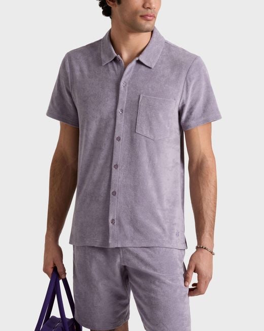 Vilebrequin Purple Terry Bowling Shirt Solid for men