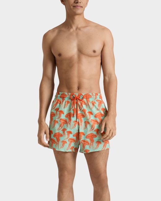 Vilebrequin White Stretch Short Swim Shorts Jellyfish Dance for men