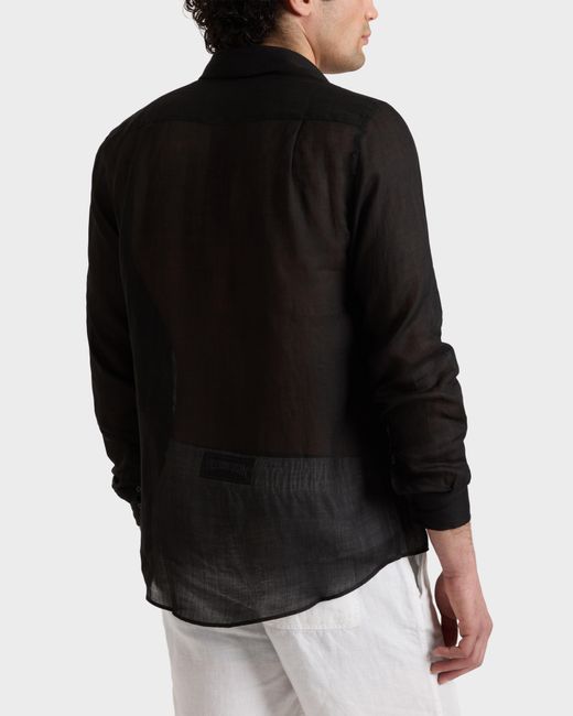 Vilebrequin Black Solid Ramie Shirt