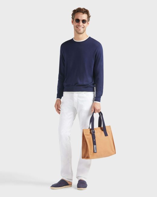 Vilebrequin White Solid Linen And Cotton Pants for men