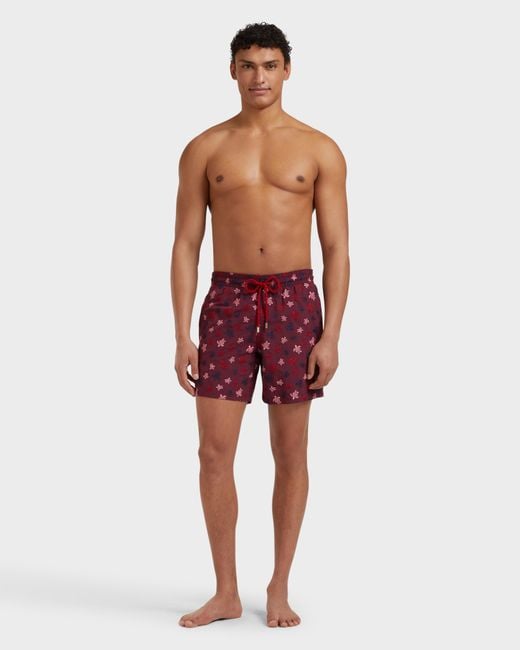 Vilebrequin Swim Shorts Embroidered Micro Ronde Des Tortues - Limited Edition - Swimwear - Mistral - Red - Size S for men