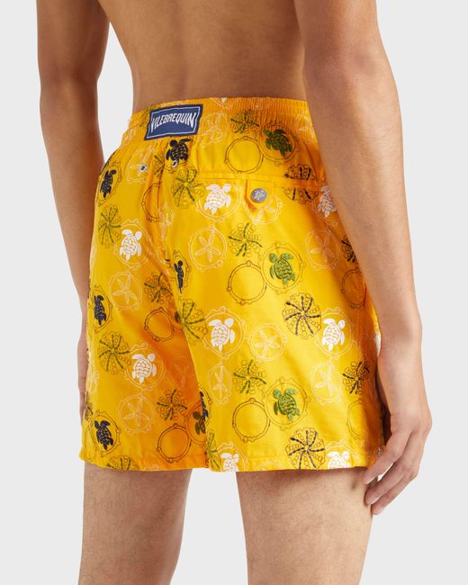 Vilebrequin Yellow Swim Shorts Embroidered Oursins for men