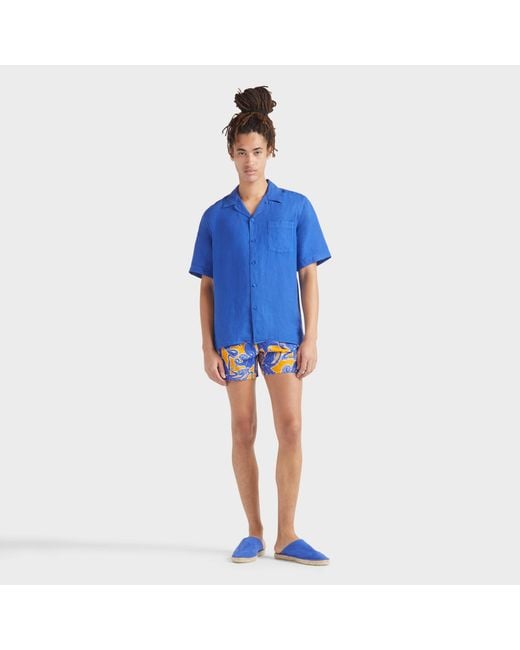 Vilebrequin Blue Stretch Short Swim Trunks Poulpes for men