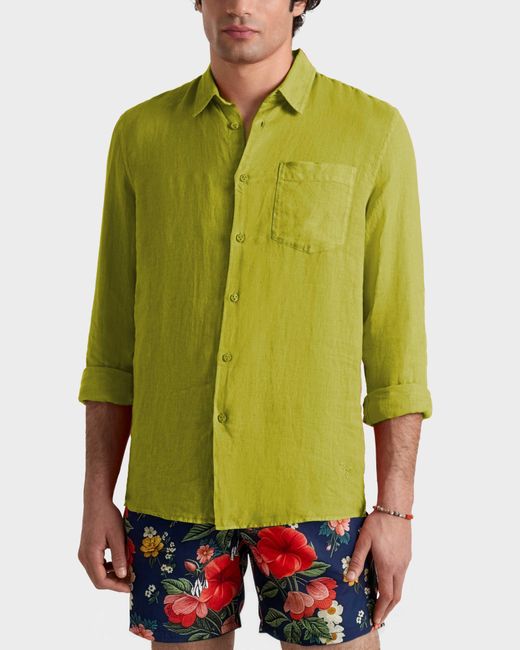 Vilebrequin Einfarbiges Hemd Aus Leinen Für Herren - Hemd - Caroubis - Grün - Größe S in Green für Herren