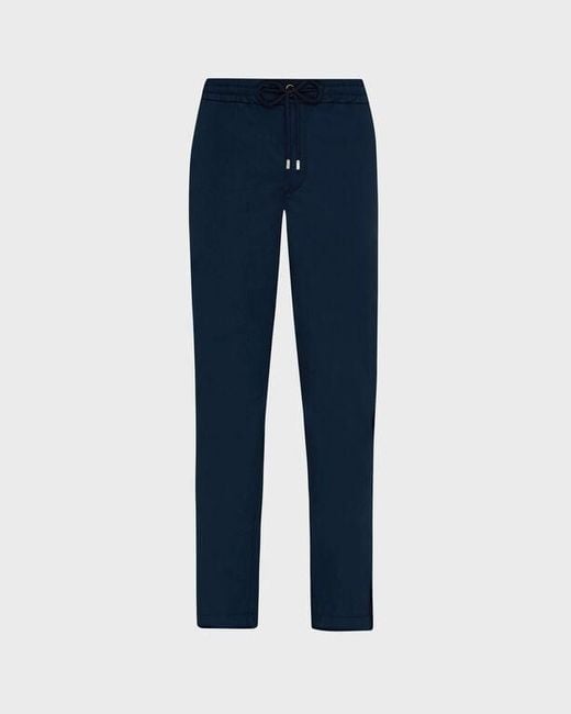 Vilebrequin Blue Elastic Waist Cotton Pants Solid for men