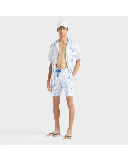 Pantaloncini Mare Uomo Lunghi Elasticizzati Medusa And Shells di Vilebrequin in Blue da Uomo