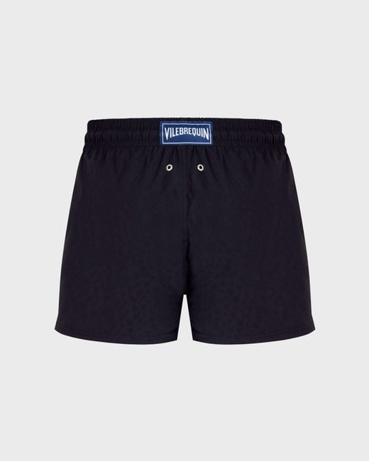 Vilebrequin Blue Short Swim Trunks Jacquard Turtles for men
