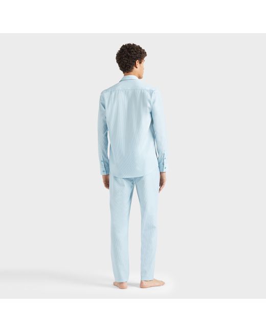 Vilebrequin Blue Wool Shirt Micro Rayures Tailoring