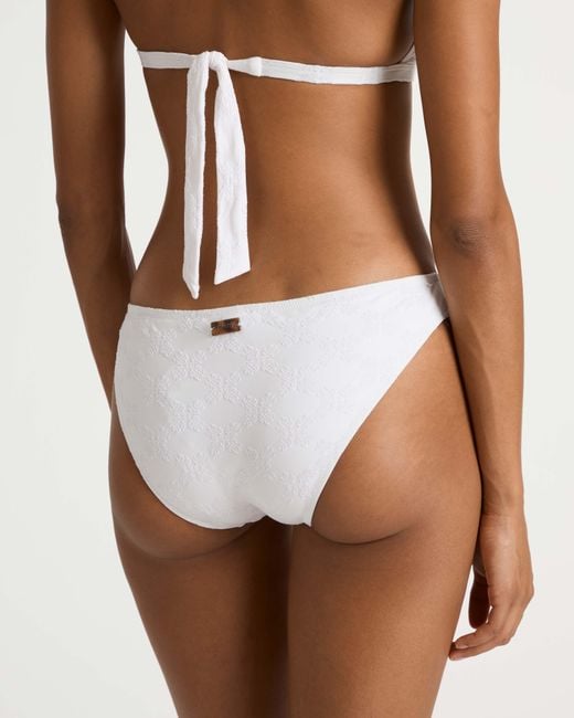 Vilebrequin White Midi Brief Bikini Bottom Turtle Monogram Jacquard