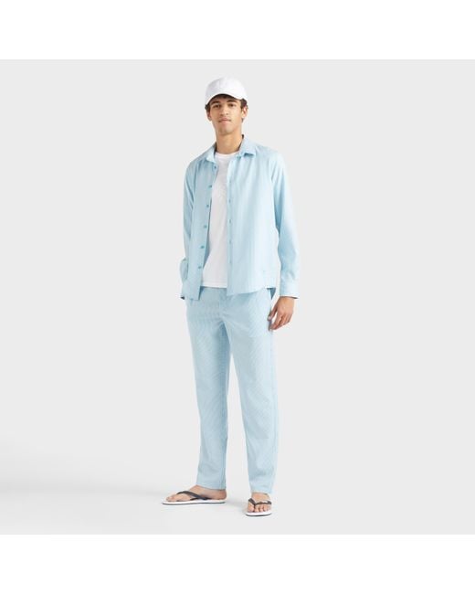 Vilebrequin Blue Wool Shirt Micro Rayures Tailoring