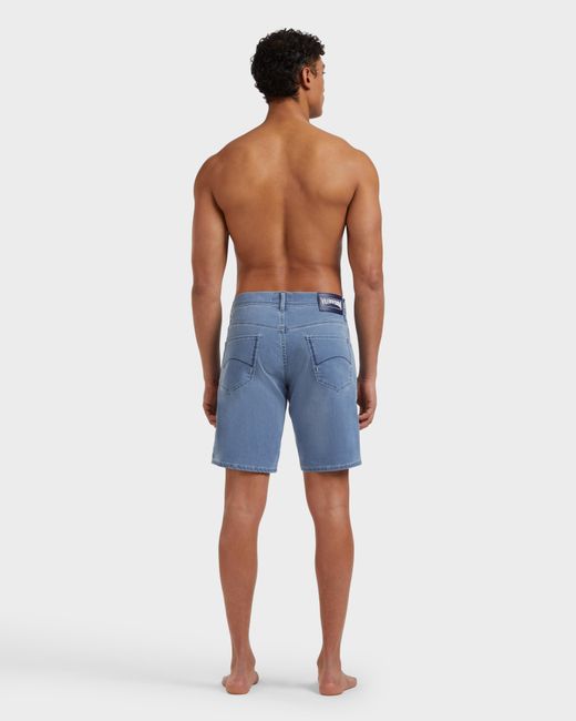 Vilebrequin Blue Denim Bermuda Shorts Turtles Net for men
