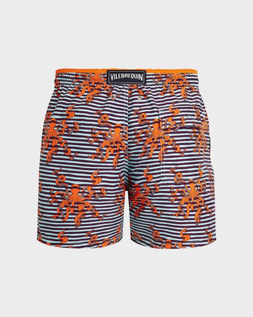 Vilebrequin Red Bicolor Swim Shorts Octopus for men