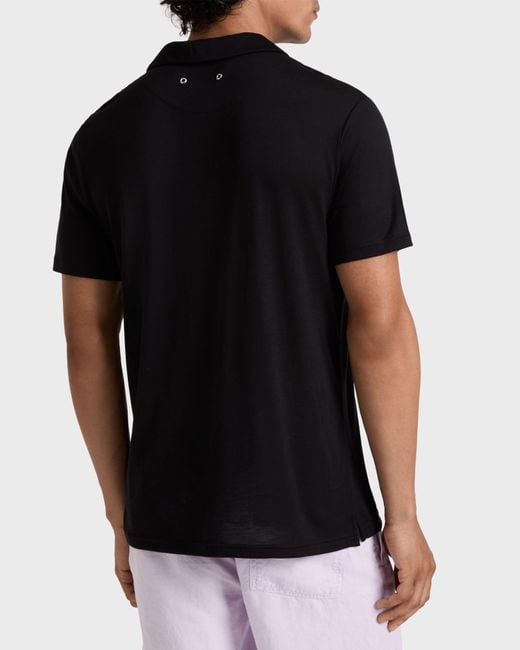Vilebrequin Black Tencel Polo Shirt Solid for men