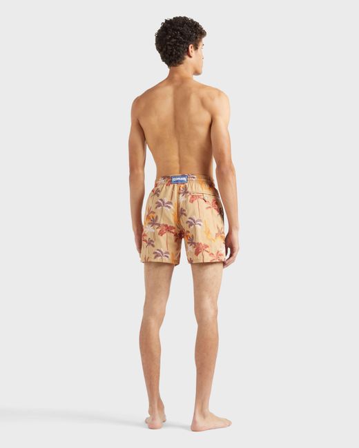 Vilebrequin Orange Swim Shorts Embroidered Palm Offset for men