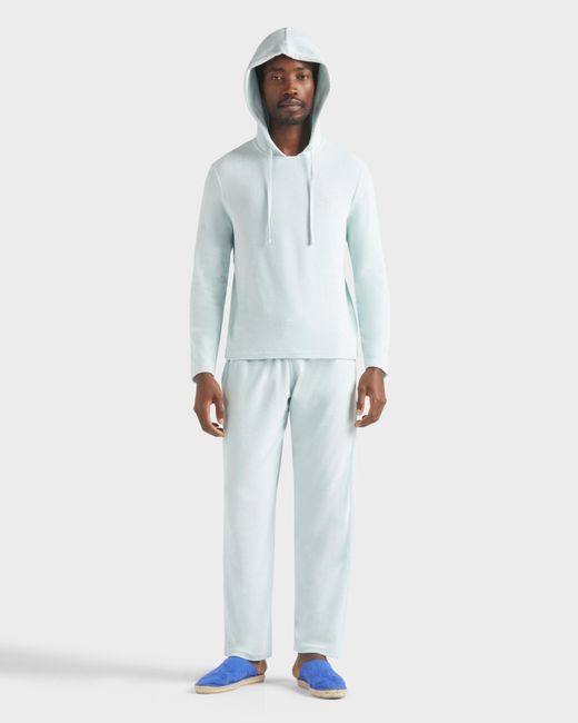 Vilebrequin Blue Terry Long-sleeves Hooded T-shirt for men
