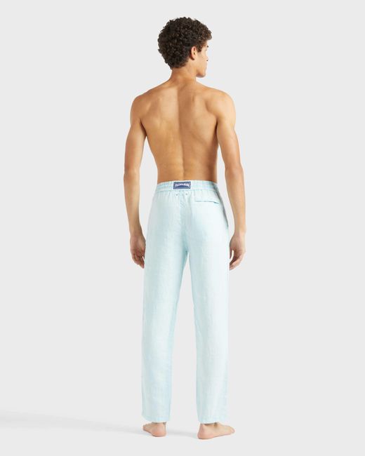 Vilebrequin Blue Linen Pants Regular Fit Natural Dye for men