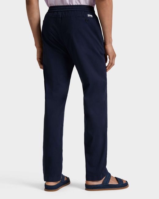 Vilebrequin Blue Elastic Waist Cotton Satin Pants Solid for men