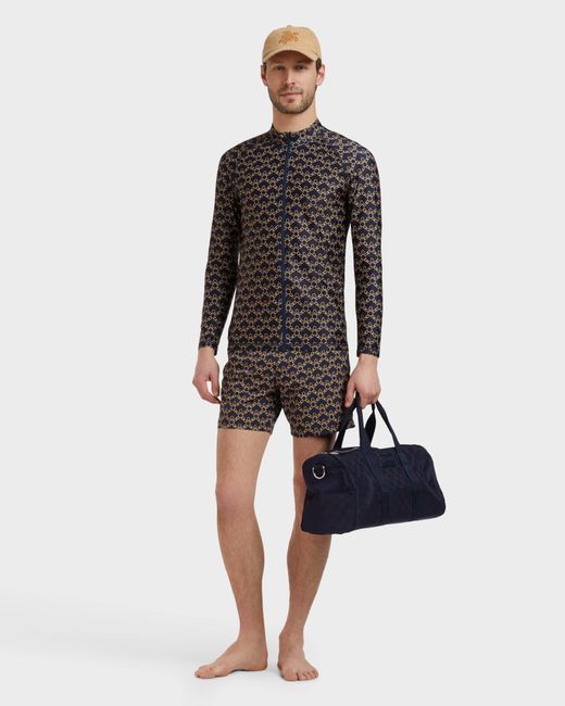 Vilebrequin Black Zipped Long Sleeves Rashguard Turtles Chain for men