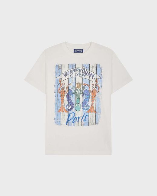 Vilebrequin Blue Cotton T-Shirt Paris Plage for men