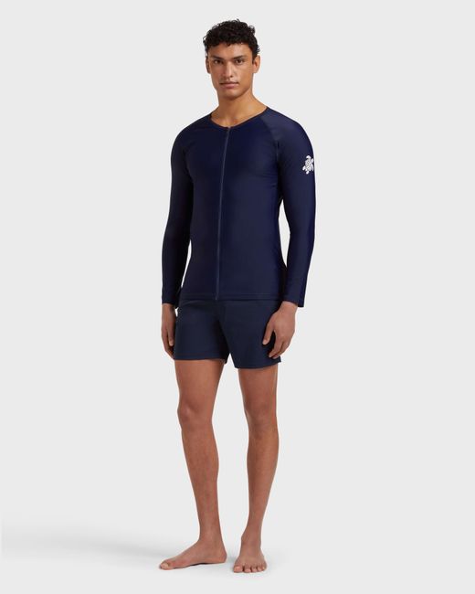 Vilebrequin Blue Uv Protection Long Sleeves Zipper Rashguard Solid for men