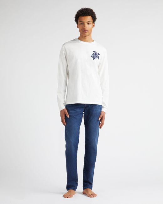 Vilebrequin White Cotton Long Sleeves T-Shirt Embroidered Turtle for men