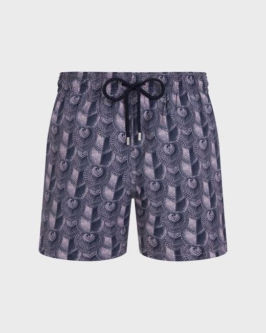 Vilebrequin Blue Ultrafine Wool Swim Shorts Heart Shells for men