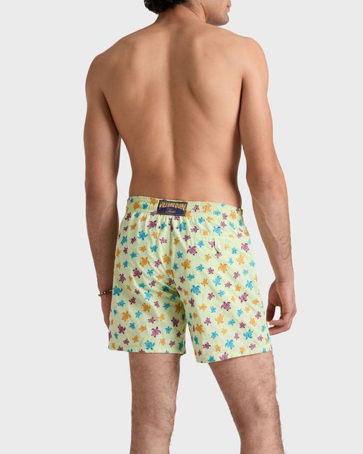 Vilebrequin Green Embroidered Swim Shorts Micro Ronde Des Tortues for men