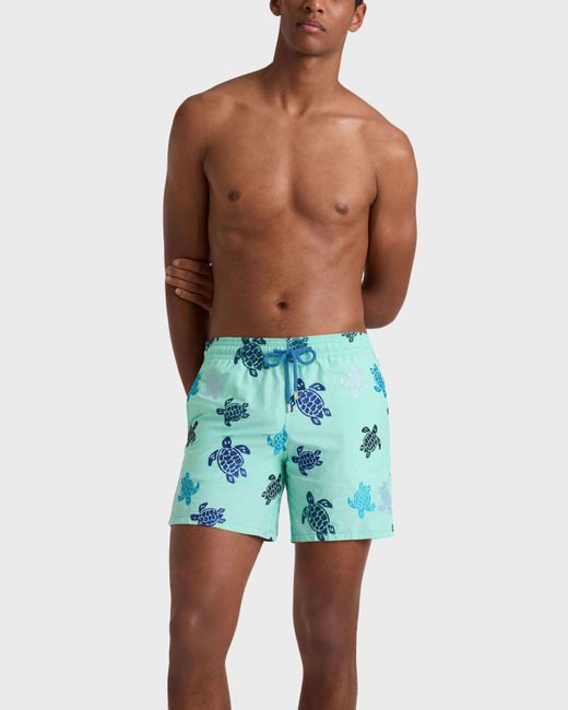 Vilebrequin Blue Embroidered Swim Trunks Ronde Des Tortues - Limited Edition - Swimwear - Mistral - Green - Size L for men