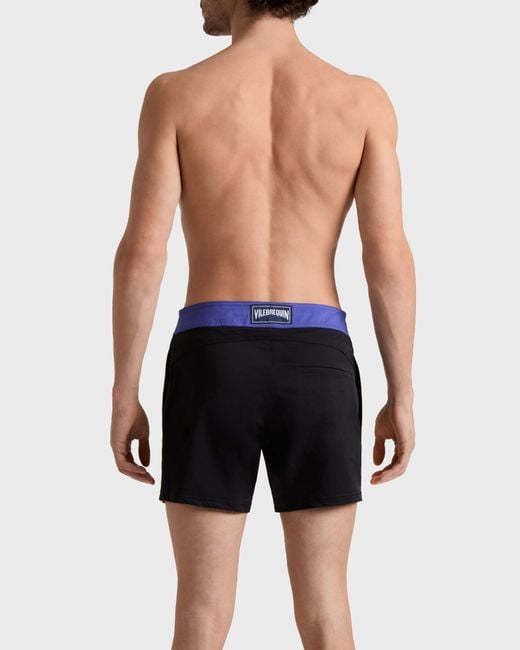 Vilebrequin Blue Stretch Swim Shorts Flat Belt Color Block for men