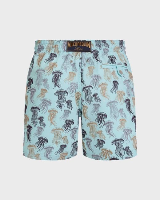 Vilebrequin Embroidered Swim Trunks Jellyfish Dance - Limited Edition - Swimwear - Mistral - Blue - Size S for men