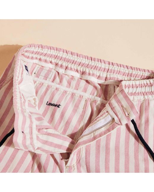 Vilebrequin Gestreifte Bermudashorts Aus Baumwolle Und Leinen Für Herren in Pink für Herren