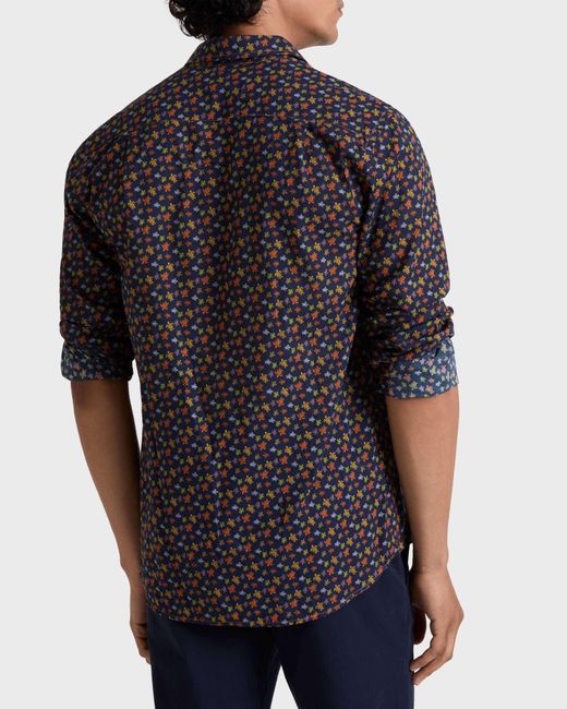 Vilebrequin Blue Cotton Voile Shirt Micro Ronde Des Tortues - Shirt - Caracal - Orange - Size S