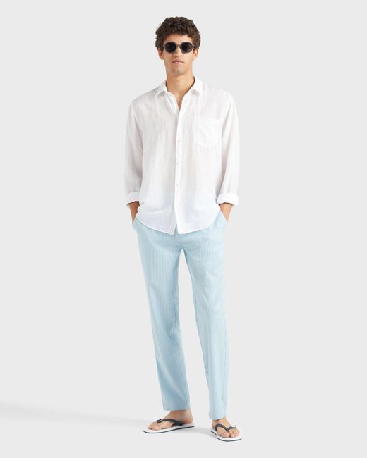Vilebrequin Blue Wool Regular Pants Micro Rayures Tailoring for men