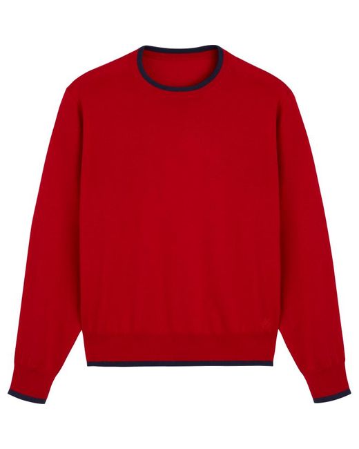 Men merino wool cashmere silk crewneck sweater - pullover - pierre di Vilebrequin in Red da Uomo
