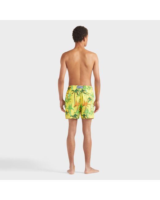 Vilebrequin Yellow Ultra-light And Packable Swim Shorts Palms Offset for men