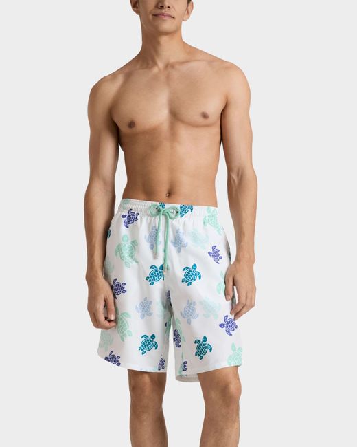 Vilebrequin Blue Long Swim Trunks Tortues Multicolores - Swimwear - Okoa - White - Size S for men