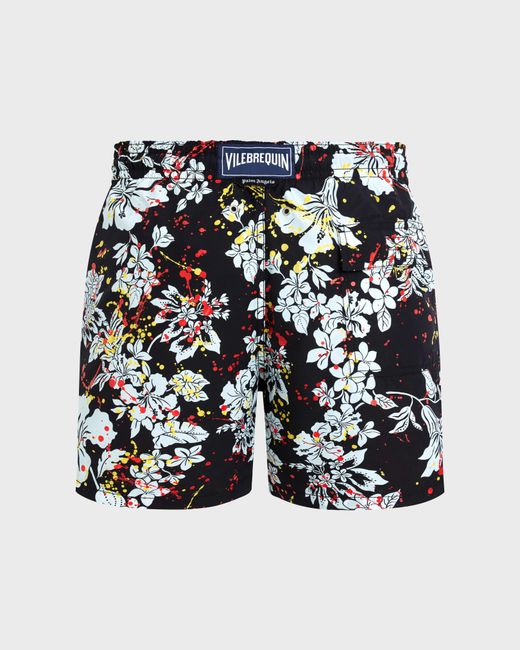 Vilebrequin Black Swim Shorts Flower Splash for men