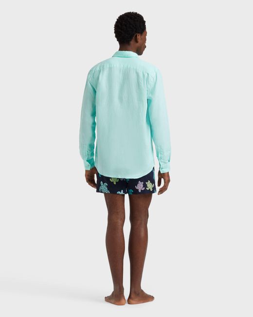 Vilebrequin Einfarbiges Hemd Aus Leinen Für Herren - Hemd - Caroubis - Grün - Größe S in Blue für Herren