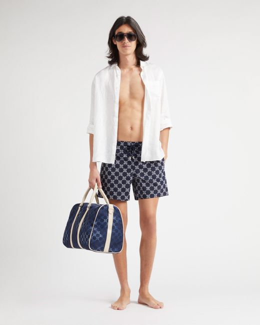 Vilebrequin Blue Swim Shorts Embroidered Vbq Turtle Monogram for men
