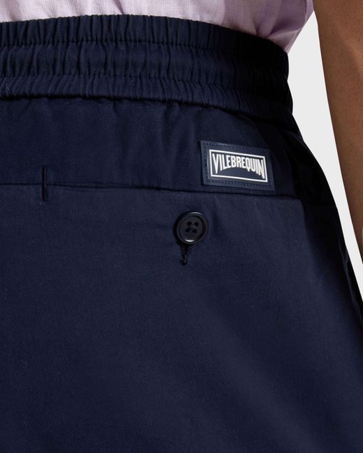 Vilebrequin Blue Elastic Waist Cotton Satin Pants Solid for men