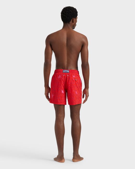 Vilebrequin Swim Trunks Embroidered Turtles Net - Limited Edition - Swimwear - Mistral - Red - Size S for men